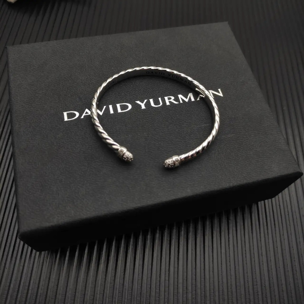 David Yurman 6.2mm Silver Gold Engraved Cable Bracelet - Picture 5 of 6